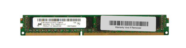 Micron 4GB 1333MHz DDR3 PC3-10600 Registered ECC CL9 240-Pin DIMM 1.35V Low Voltage Very Low Profile (VLP) Dual Rank Memory