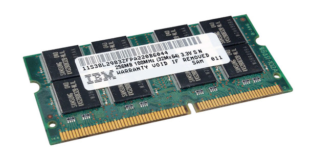 IBM 256MB 133MHz PC133 non-ECC Unbuffered CL3 144-Pin SoDimm Memory Module