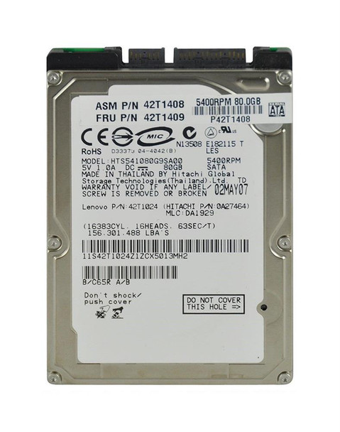 IBM Lenovo 80GB SATA 1.5Gb/s 5400RPM 2.5 inch Laptop Hard Drive