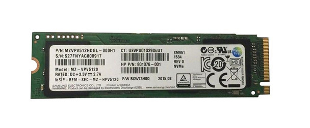 HP 512GB Multi Level Cell PCI Express 3 x4 M.2 2280 Solid State Drive (SSD)  for Zbook G3s / Z Workstations