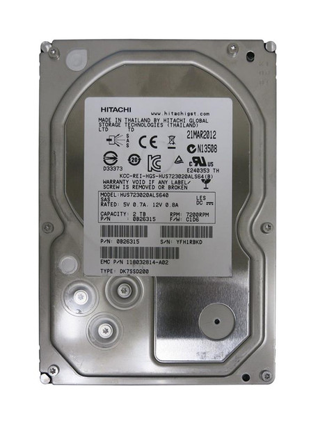 Hitachi Ultrastar 7K3000 2TB SAS 6Gb/s 7200RPM 64MB Cache 3.5 inch Hard Disk Drive