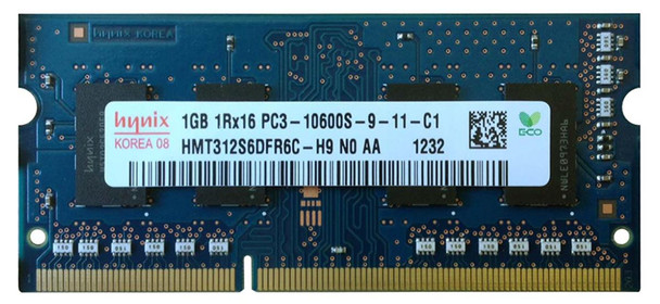 Hynix 1GB DDR3-1333MHz PC3-10600 non-ECC Unbuffered CL9 204-Pin SoDimm Single Rank Memory Module