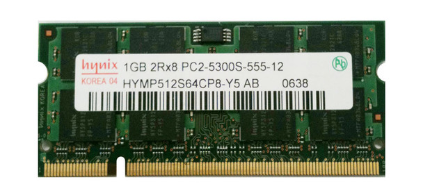 Hynix 1GB DDR2-667MHz PC2-5300 non-ECC Unbuffered CL5 200-Pin SoDimm Dual Rank Memory Module