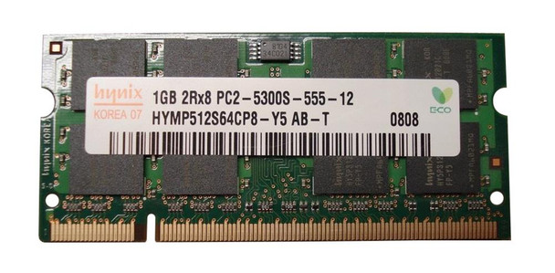 Hynix 1GB DDR2-667MHz PC2-5300 non-ECC Unbuffered CL5 200-Pin SoDimm Dual Rank Memory Module