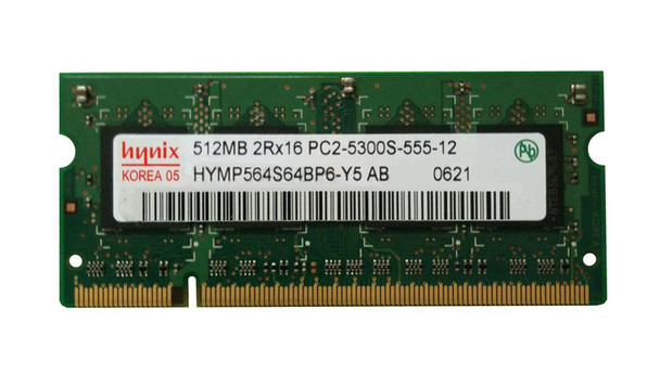 Hynix 512MB DDR2-667MHz PC2-5300 Non-ECC Unbuffered CL5 200-Pin SoDimm Memory Module