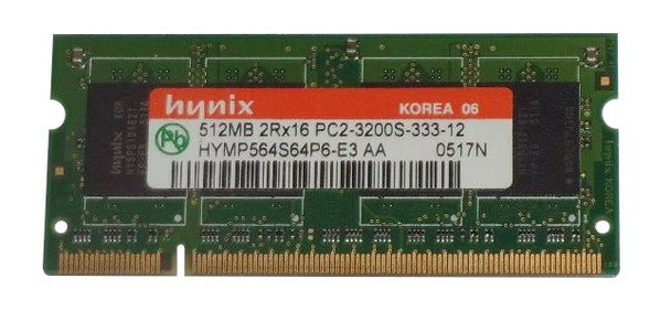 Hynix 512MB DDR2-400MHz PC2-3200 non-ECC Unbuffered CL3 200-Pin SoDimm Memory Module