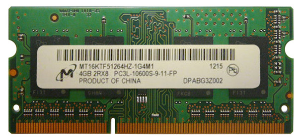 Micron 4GB DDR3-1333MHz PC3-10600 non-ECC Unbuffered CL9 204-Pin SoDimm 1.35V Low Voltage Dual Rank Memory Module