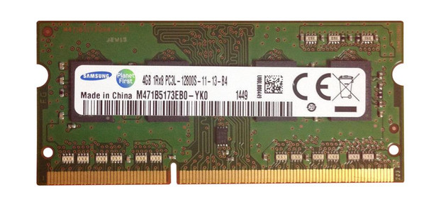 Samsung 4GB 1600MHz DDR3 PC3-12800 Unbuffered non-ECC CL11 204-Pin Sodimm 1.35V Low Voltage Single Rank Memory