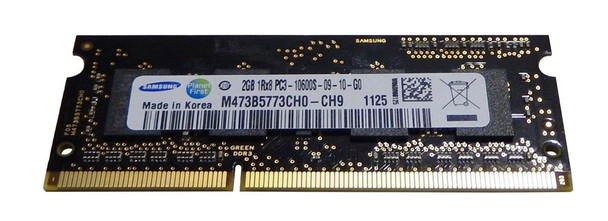 Samsung 2GB 1333MHz DDR3 PC3-10600 Unbuffered non-ECC CL9 204-Pin Sodimm Single Rank Memory