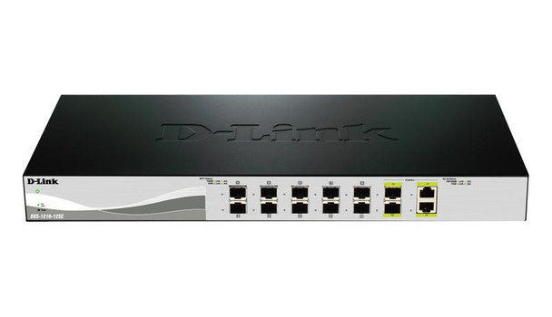 D-Link 25.22W 10 Port 240Gbps Managed Gigabit Ethernet Net Switch with 2 Combo 10 Gigabit SFP+ Port Rack Mountable