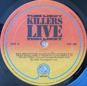 Thin Lizzy Killers Live used Canada NM/VG+ 6 track EP