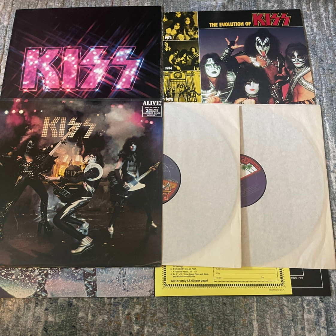 Kiss - Alive! (Blue Bogart Labels, booklet and Tour booklets