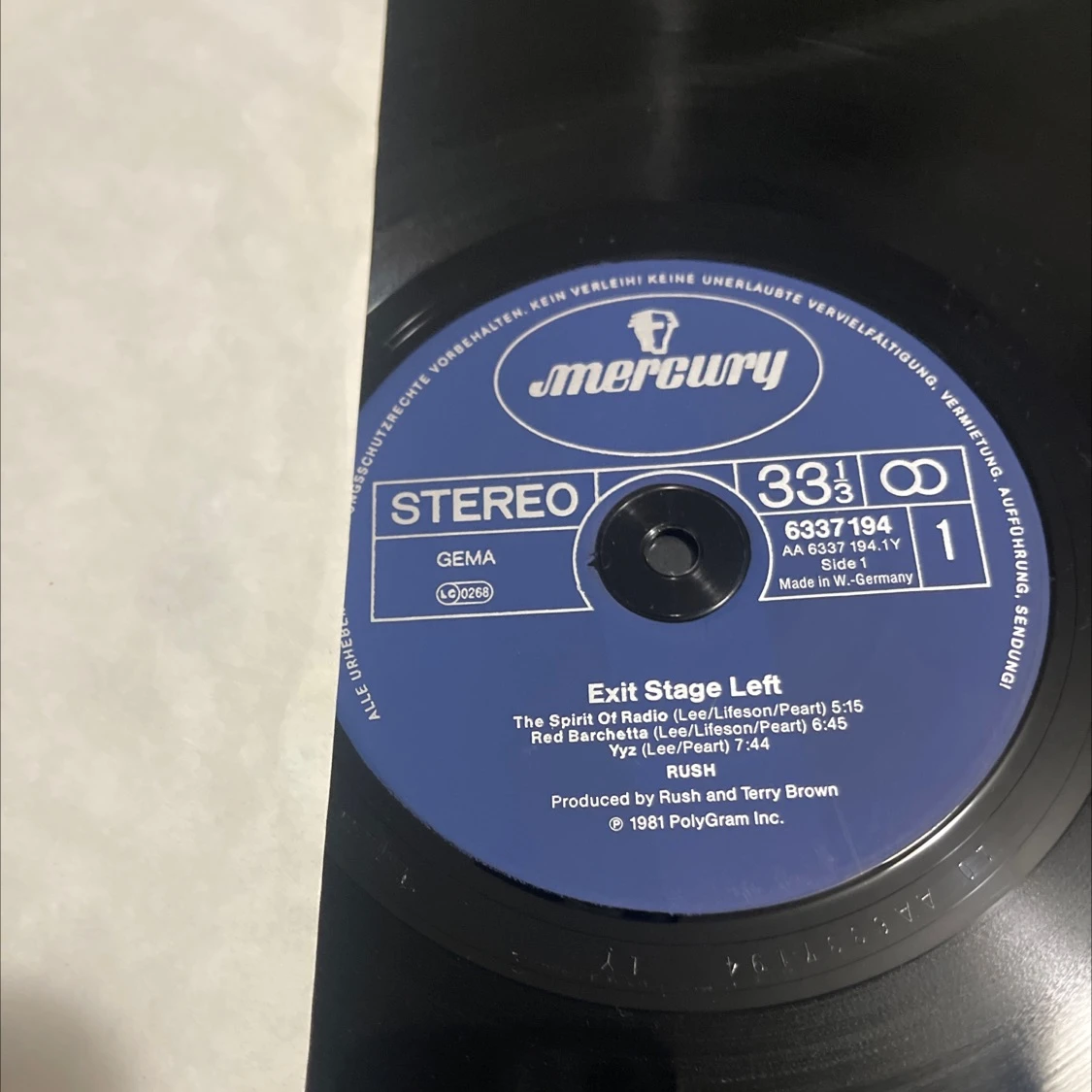 Rush - Exit...Stage Left (1981 German Masterdisk) - The Record Centre