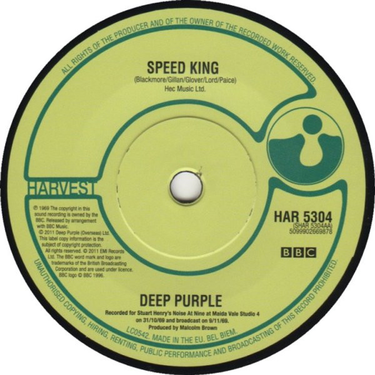 DEEP  PURPLE   ／ HUSH    ／ SPEED  KING Deep Purple – Hush / Speed King (2 track 7 inch single NEW