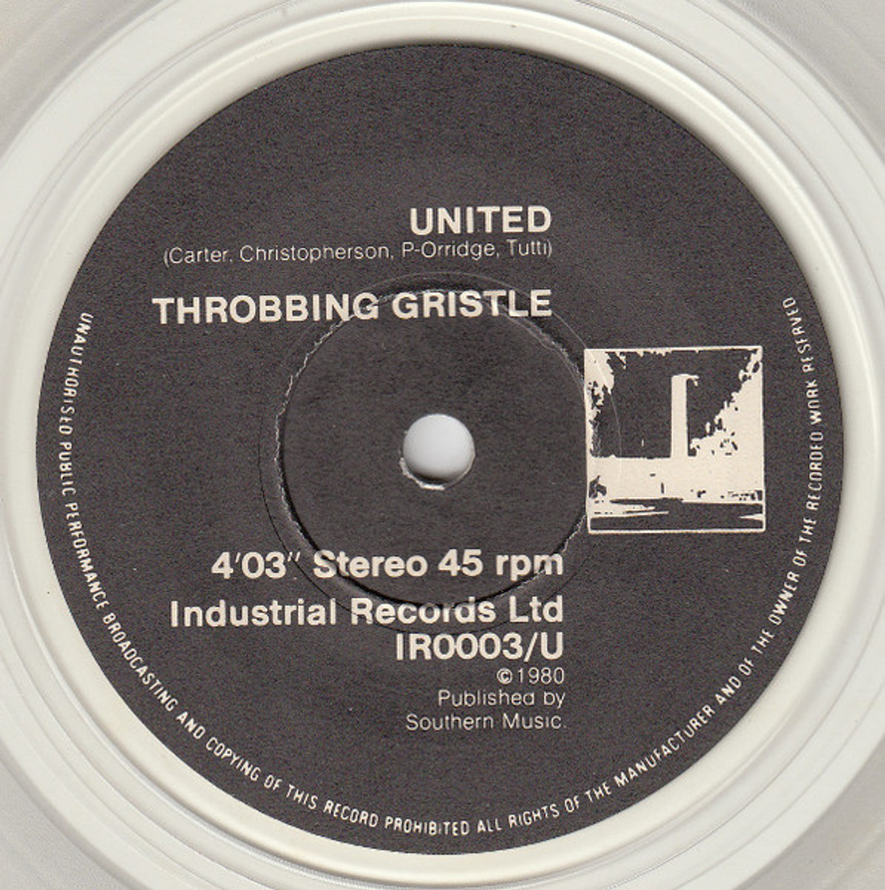 Throbbing Gristle – United / Zyklon B Zombie (2 track 7 inch