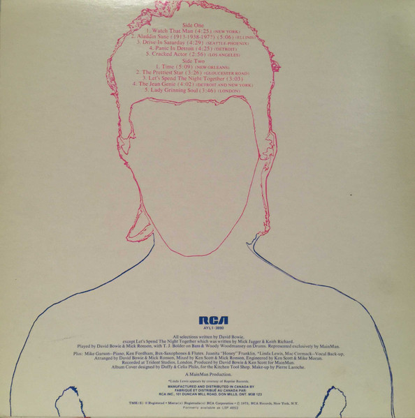 David Bowie – Aladdin Sane (LP used Canada 1980 reissue VG+/VG)