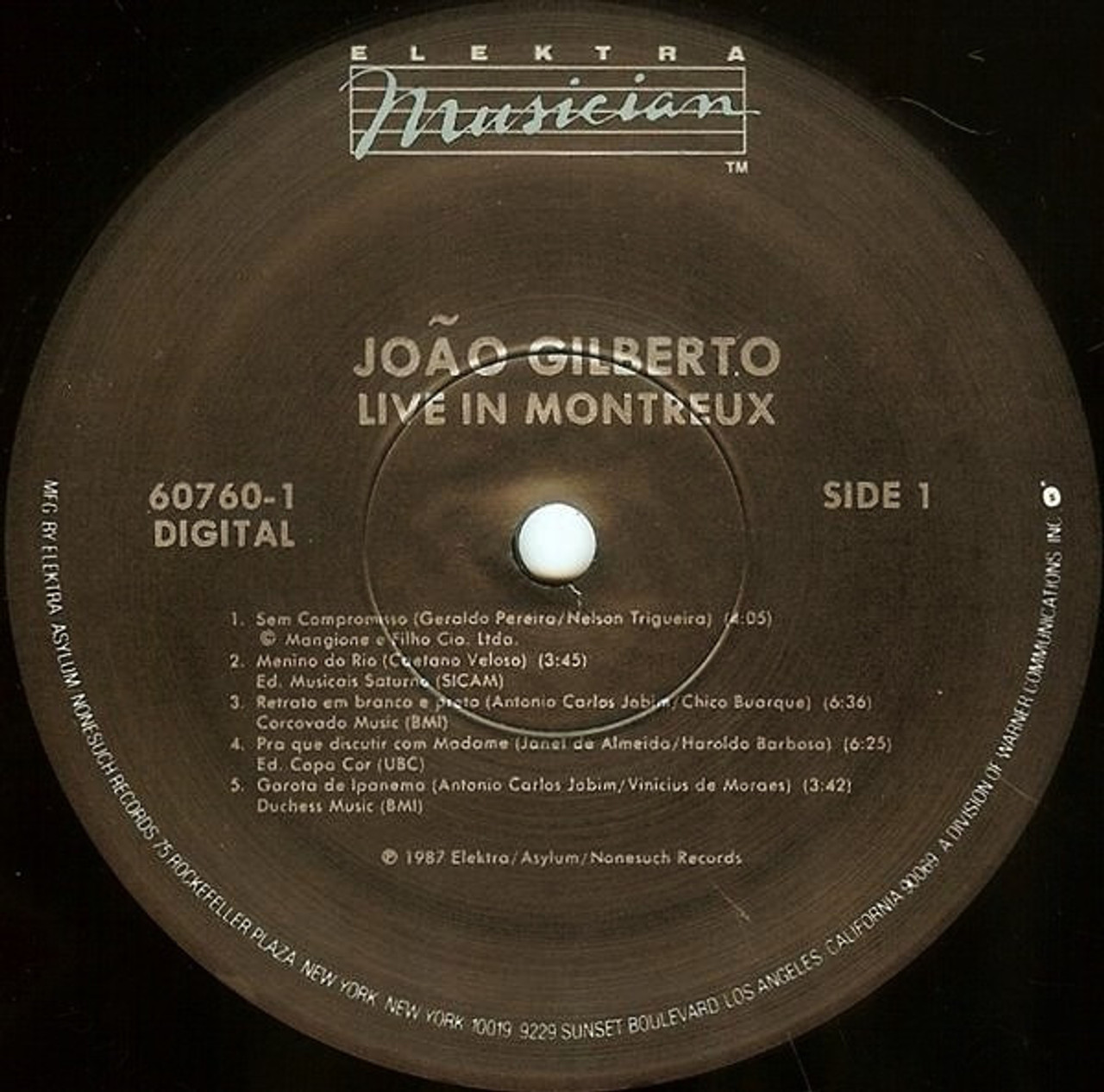 João Gilberto – Live In Montreux (LP used US 1987 VG+/VG+)