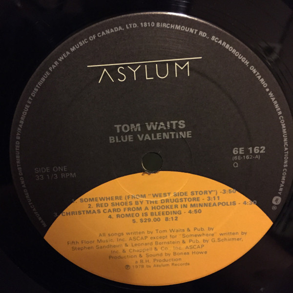 Tom Waits – Blue Valentine (LP used Canada reissue gatefold jacket