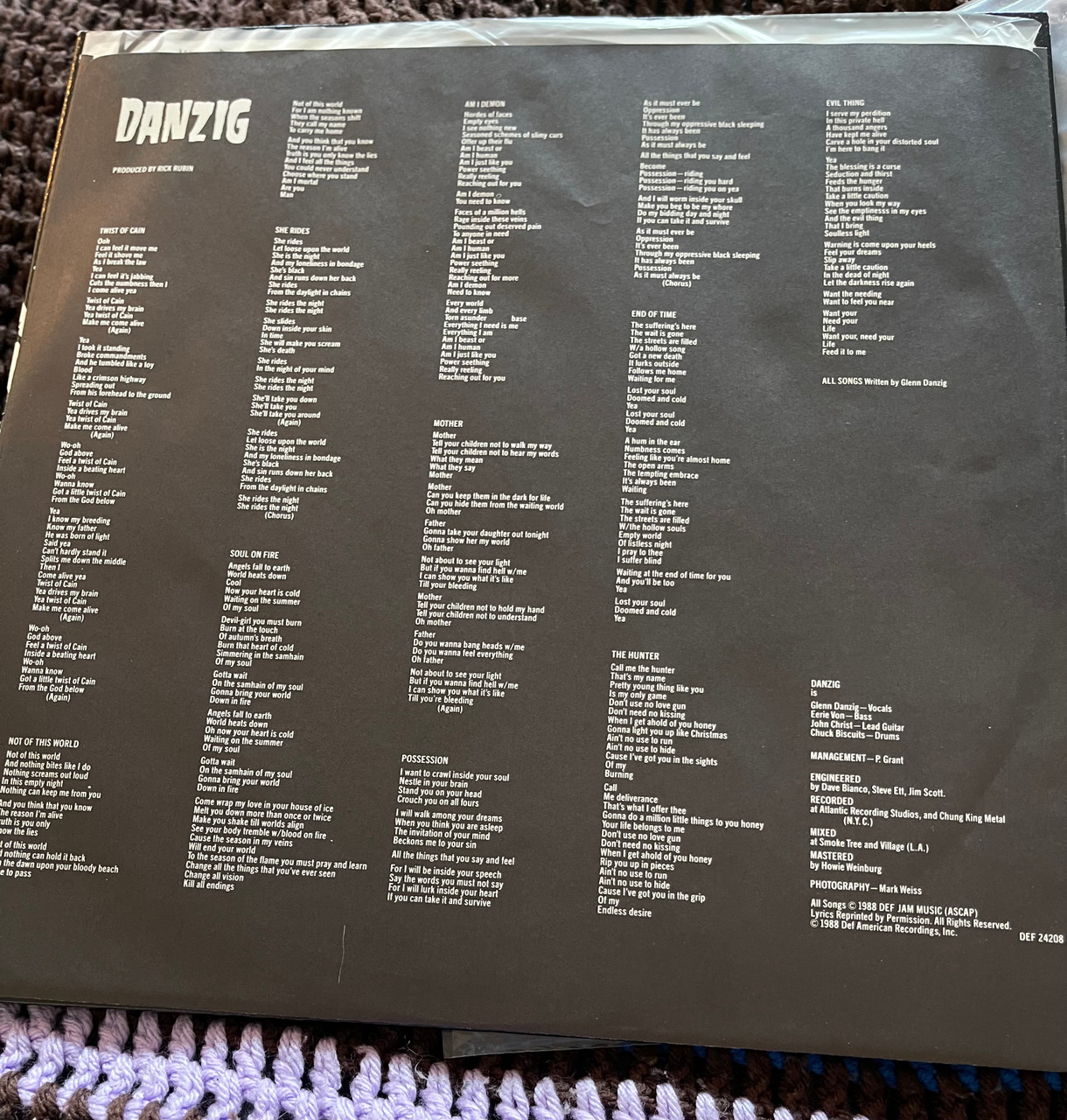 Danzig - Danzig (1988 1st Pressing NM/EX) - The Record Centre