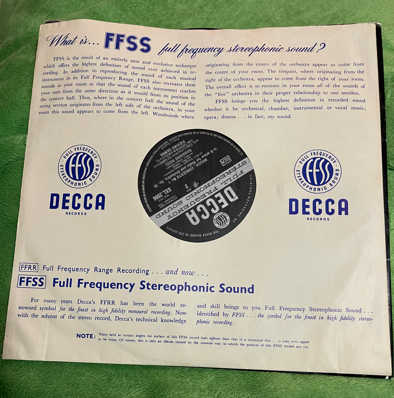 Decca SXL 2006 Ruggiero Ricci Violin Concertos Mendelssohn &amp; Bruch