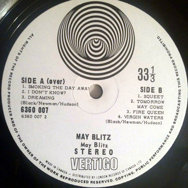 希少 UK盤 May Blitz メイブリッツ　12インチLP Vertigo MAY BLITZ - May Blitz (1970 Canadian Vertigo Swirll NM/NM) - The