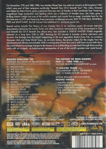 Iron Maiden - Maiden England '88 -2 DVD Set NM - The Record Centre