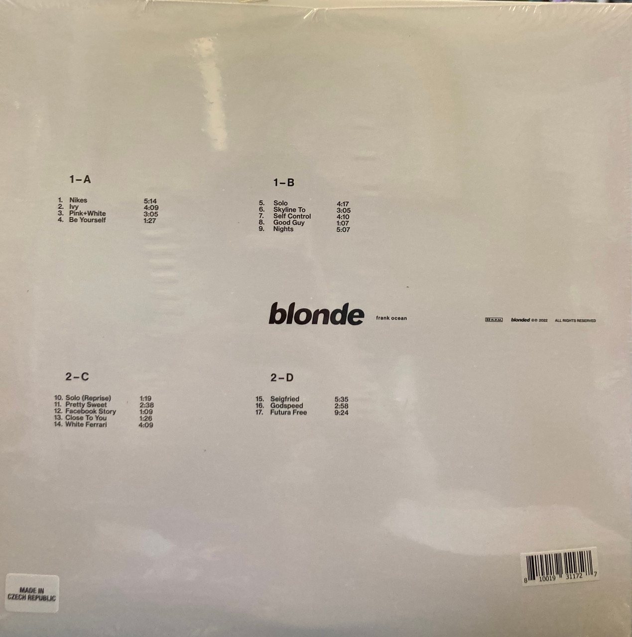 Frank Ocean - Blonde (2022 2nd official pressing, bought off his