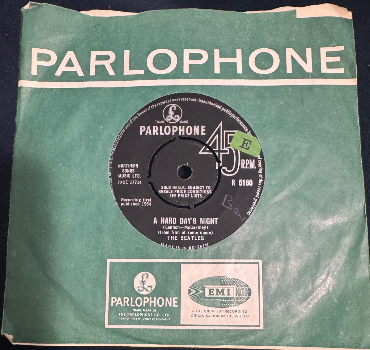The Beatles - A Hard Days Night (1964 UK 7” in Parlophone Sleeve