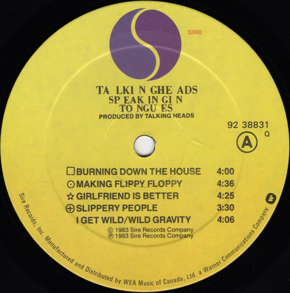 Talking Heads – Speaking In Tongues (LP used Canada 1983 VG+/VG+)