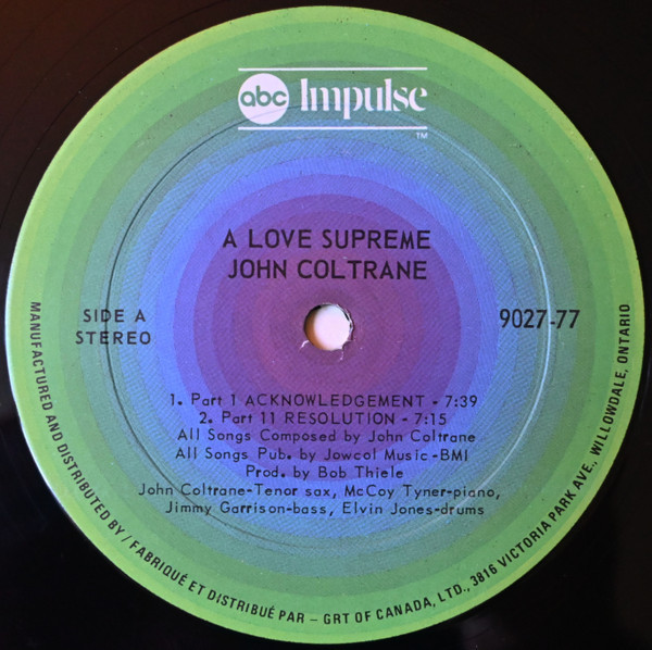 John Coltrane – A Love Supreme (LP used Canada 1974 reissue in