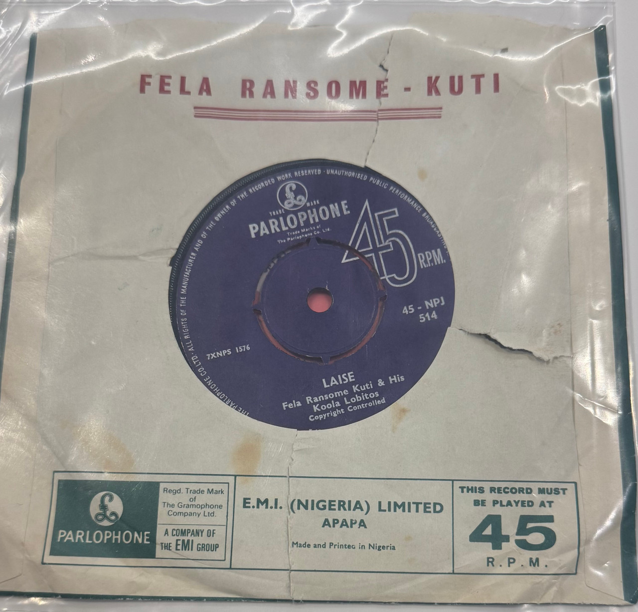 Fela Ransome Kuti & His Koola Lobitos (Rare Nigerian 7” in Fela