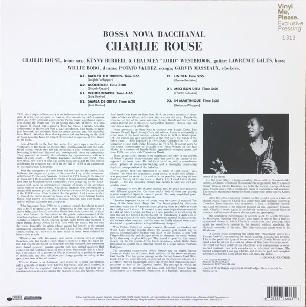 Charlie Rouse Bossa Nova Bacchanal レコード Charlie Rouse – Bossa Nova Bacchanal (2LPs 12 inch at 45 RPM NEW