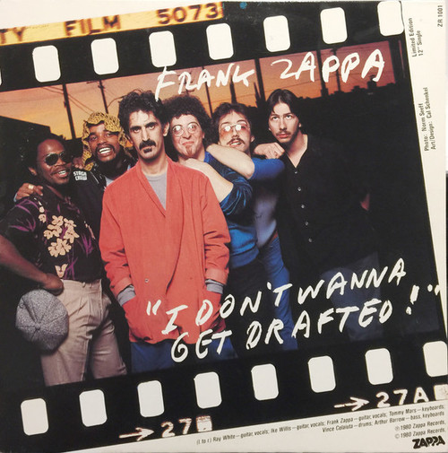 Frank Zappa – I Don't Wanna Get Drafted!  (2 track 12 inch EP used Canada 1980 VG+/VG+)