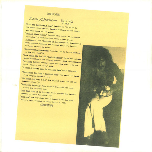 Zappa / Beefheart – Confidential   (LP used US 1976 unofficial release live bootleg from various shows/years VG+/VG+)