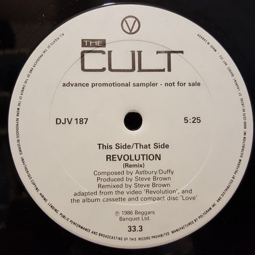 The Cult - Revolution (1985 12” Promotional Copy)
