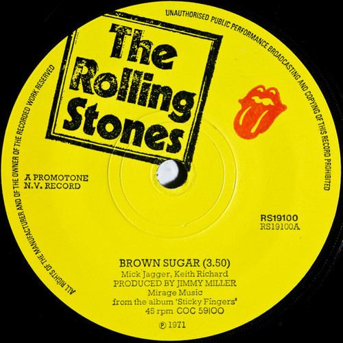 The Rolling Stones – Brown Sugar 3 track 7 inch single used UK 1971 mono NM/NM