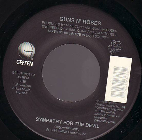 Guns N' Roses – Sympathy For The Devil (2 track 7 inch single, used US 1994, NM/NM)