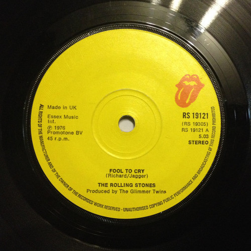 The Rolling Stones – Fool To Cry (2 track 7 inch single used UK 1976 VG/VG)