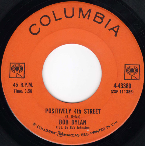 Bob Dylan – Positively 4th Street (2 track & inch single used Canada 1965 VG+/VG)