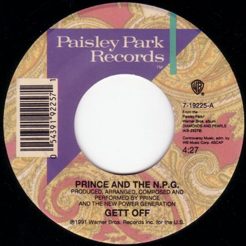 Prince And The N.P.G. – Gett Off (2 track 7 inch single used US 1991 VG+/VG+)