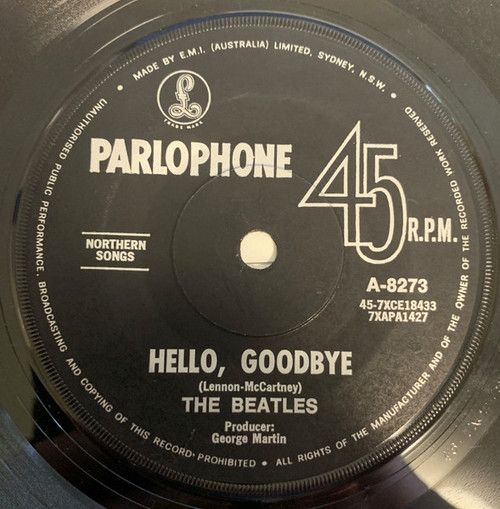 The Beatles – Hello, Goodbye (2 track 7 inch single used Australia 1967 mono VG/VG)