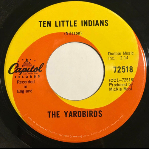 The Yardbirds - Ten Little Indians / Drinking Muddy Water 7” (EX) 1967 Canada