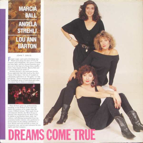 Marcia Ball, Angela Strehli, Lou Ann Barton – Dreams Come True (LP used US 1990 VG+/VG+)