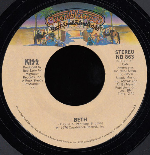 Kiss – Beth / Detroit Rock City (2 track 7 inch single used US 1978 reissue VG+/VG)