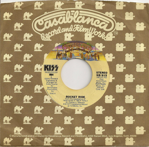 Kiss – Rocket Ride (2 track 7 inch single used US 1977 VG+/VG)