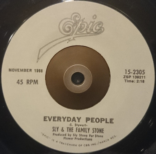 Sly & The Family Stone – Everyday People / Sing A Simple Song (2 track 7 inch single used US 1982 reissue VG+/VG+)