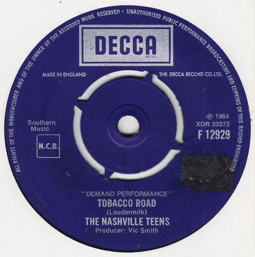 The Nashville Teens – Tobacco Road / All Along The Watchtower (2 track  inch single used UK 1969 VG+/VG+)