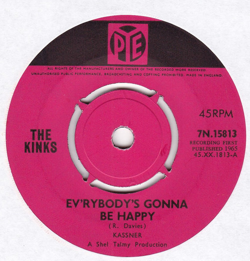 The Kinks – Ev'rybody's Gonna Be Happy (2 track 7 inch single used UK 1965 NM/NM)