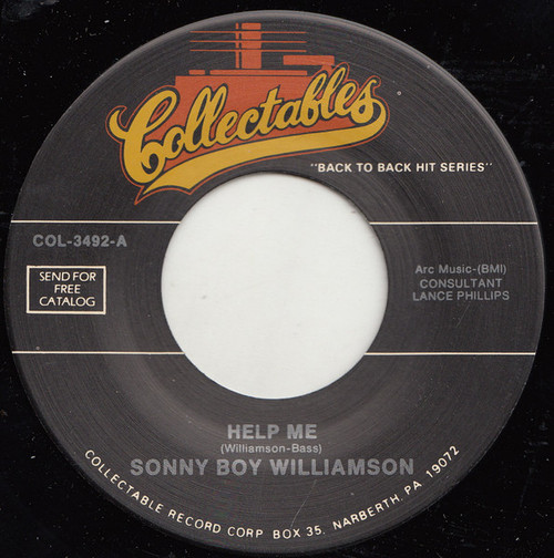 Sonny Boy Williamson – Help Me / Fattening Frogs For Snakes (2 track 7 inch single used US reissue VG+/VG)