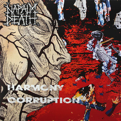 Napalm Death – Harmony Corruption (LP used UK 2012 limited edition reissue on beige marbled vinyl NM/NM)